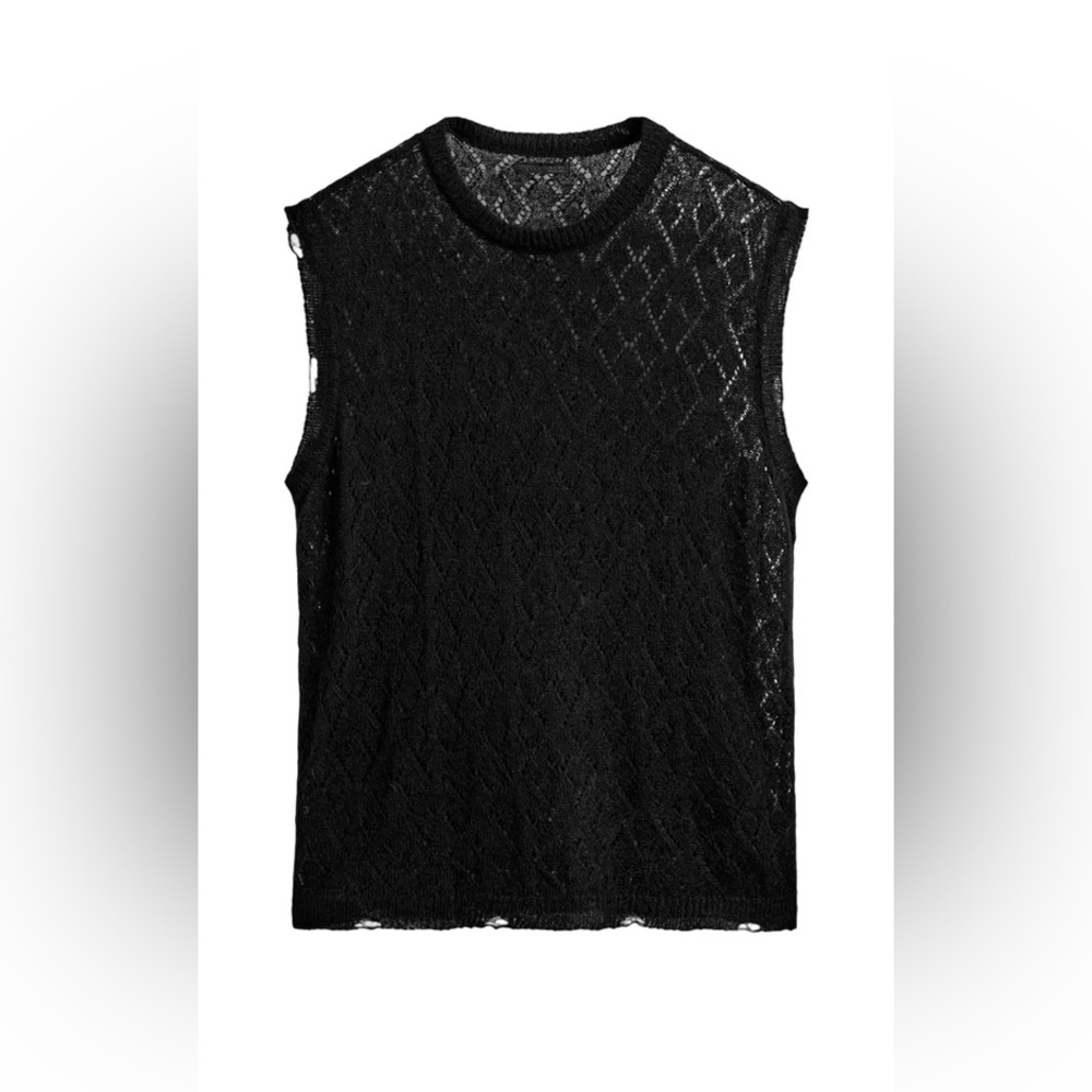 ZARA Black Lightweight Knitted V-neck Vest, Sweater Men’s L/XL NWT